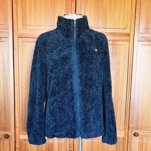 Pendleton Large Blue-Green Sherpa Fuzzy Teddy Fleece Front Zip Jacket Unisex - Picture 2 of 8